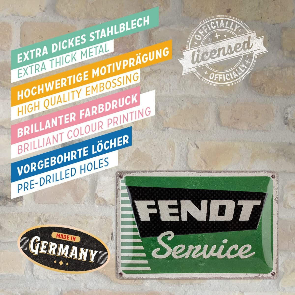 BLECHSCHILD 20/30 cm Fendt Service - Multicolor, Metall (30/20/0.2cm) - Nostalgic-Art