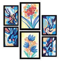 POSTER Set Mit 6 Venenflora In Blume Zusammenfassung Ästhetische Dekorative Gemälde Für Ihr Wohnzimmer, Schlafzimmer, Zuhause A3 & A4 Schwarzer Rahmen - Schwarz, Papier (29/3cm) - Nacnic