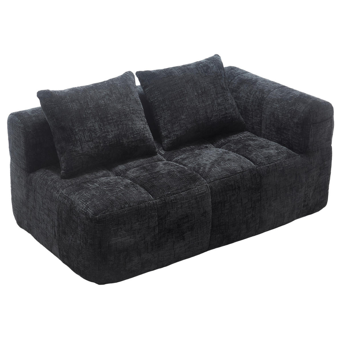 SOFA mit Seitentaschen ca. 158 x 90 cm Chenille Schwarz - Schwarz, Kunststoff (158/60/90cm) - Meubliv