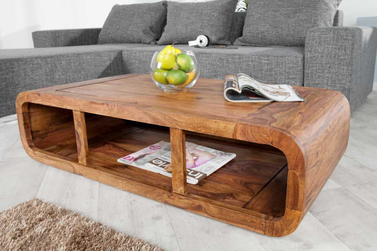 COUCHTISCH CURVED Sheesham rechteckig Braun|Natur 100cm - Schwarz/Braun, Holz (50/100/30cm) - riess-ambiente