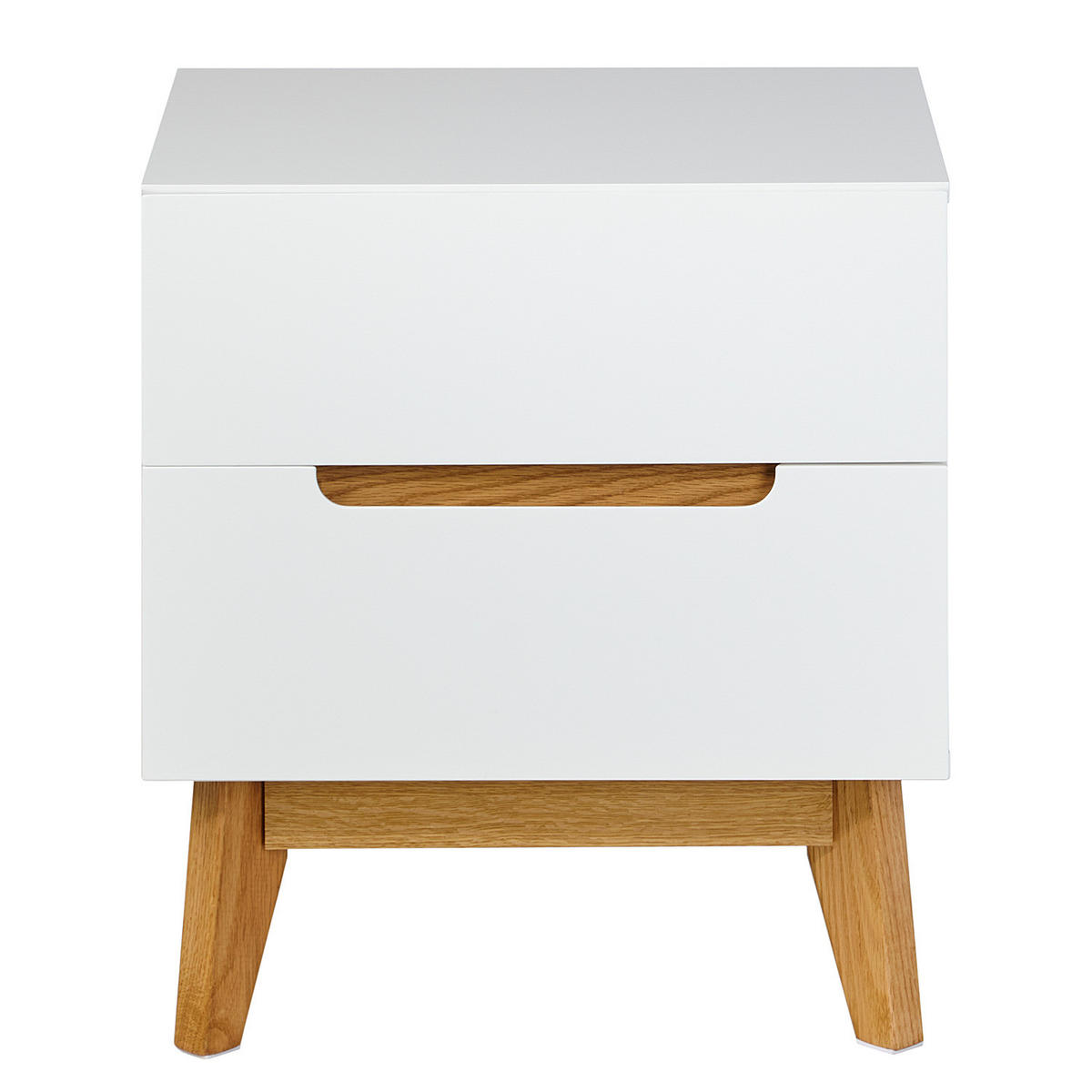 NACHTKOMMODE mit 2 Schubladen - MDF / Massivholz - Weiß, Holz/Holzwerkstoff (48/53/40cm) - home24