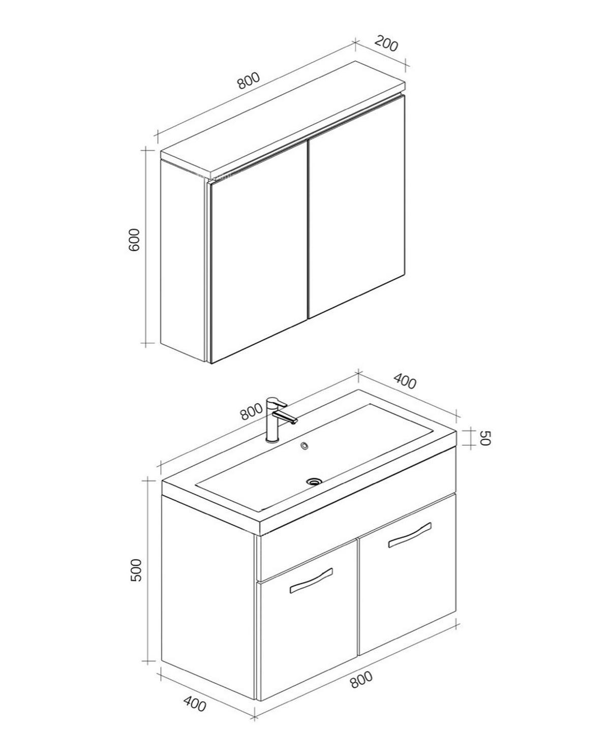 BADMÖBEL-SET Paso 3 Teile Kastanien Eiche - 80 x 35 x 55 cm - Kastanienfarben/Eichefarben, Holz (80/55/40cm) - Badplaats