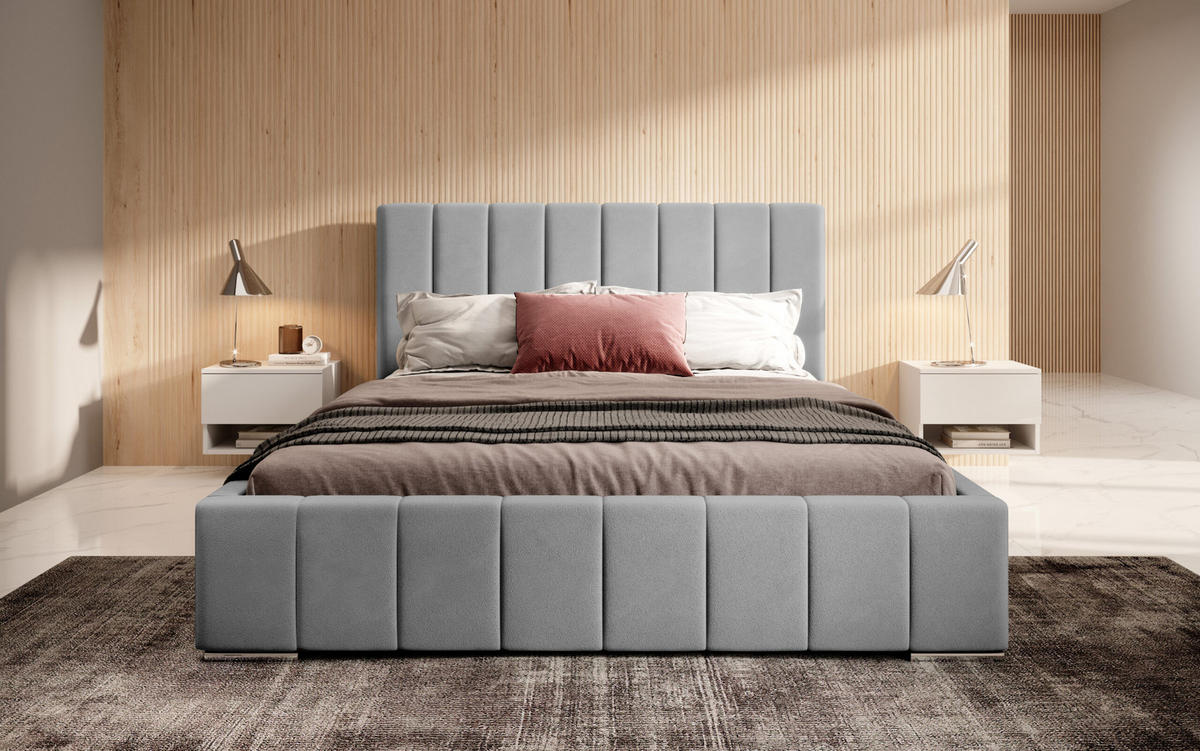 POSTERBETT Doppelbett Belten Hellgrau 120x200 cm - Hellgrau, Textil (120/200cm) - Meblito