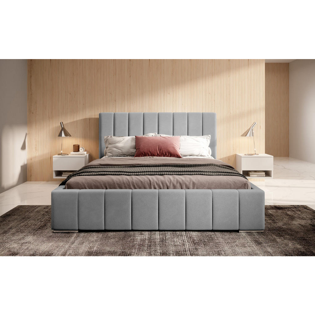 Thumbnail - Fedve Posterbett, Hellgrau, Textil, 180x200 cm, Schlafzimmer, Betten, Polsterbetten