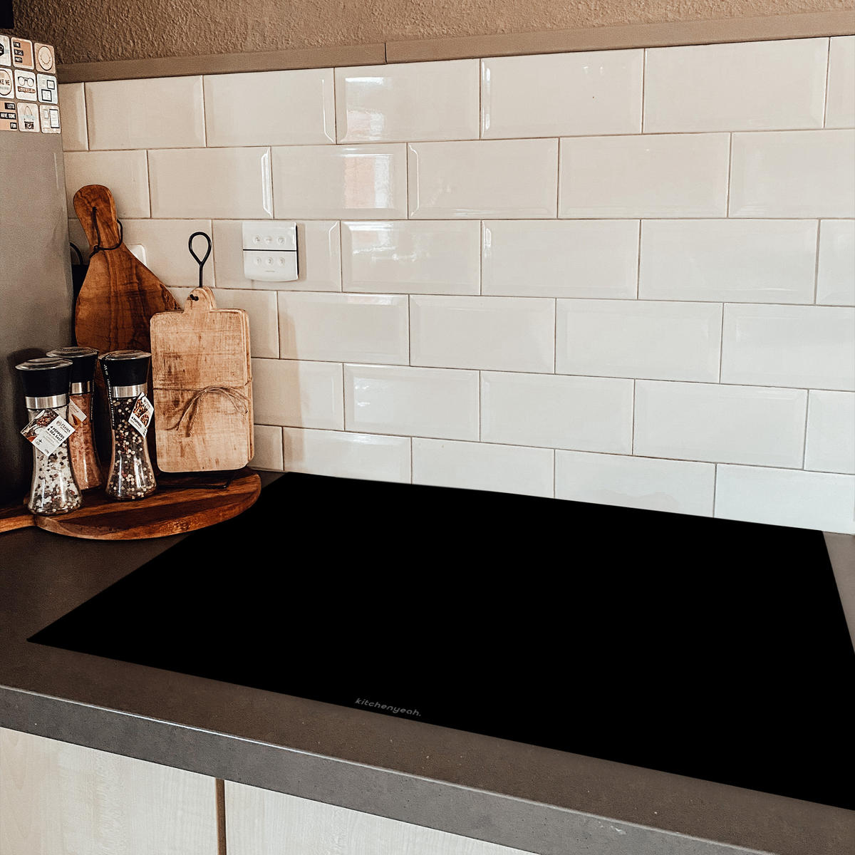 HERDABDECKPLATTE Schwarz Induktionsmatte 81x52 cm - Schwarz, Kunststoff (81/52/0.2cm) - MuchoWow