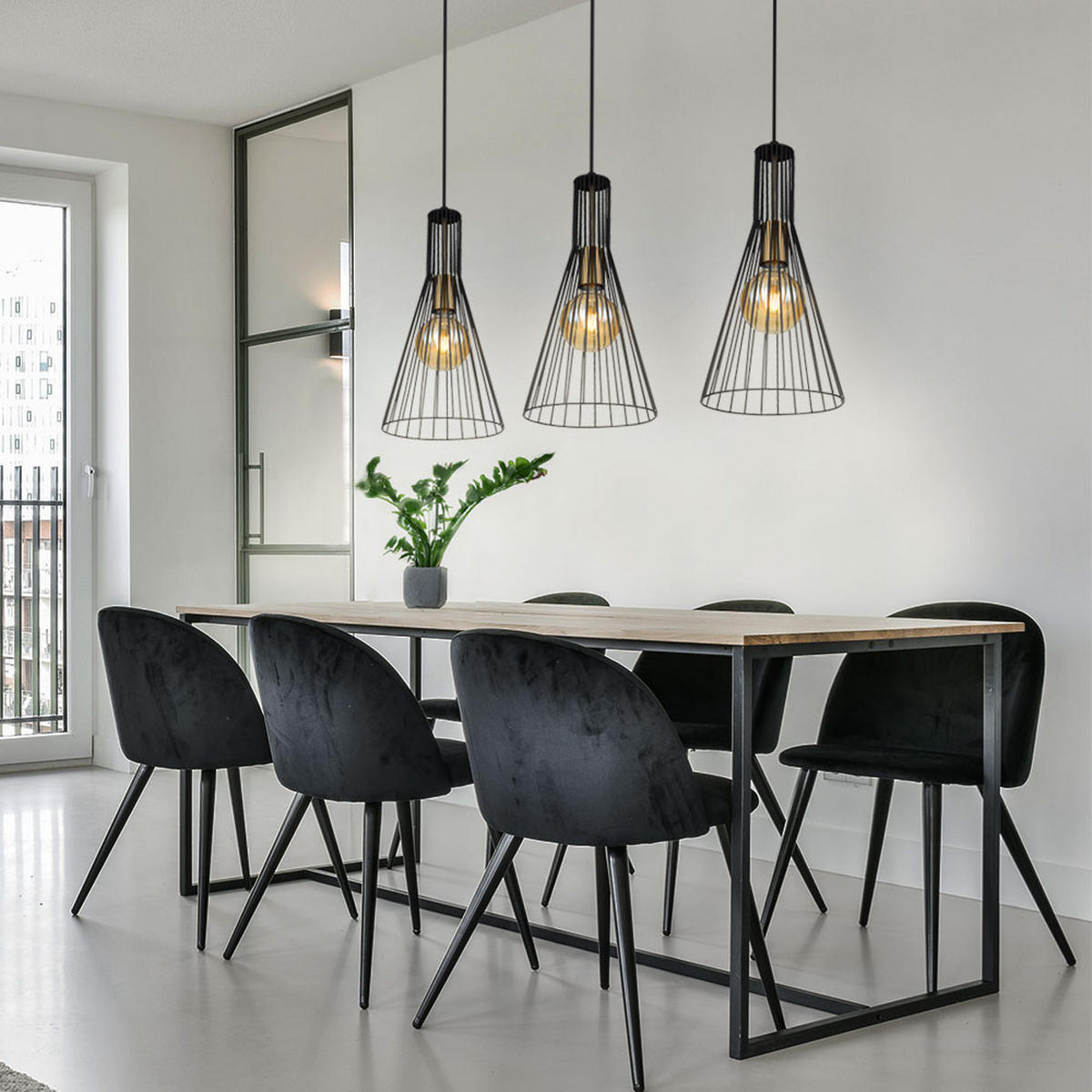 RGB LED HÄNGELEUCHTE Metall Schwarz - Schwarz, Metall (84/20/120cm) - Globo Lighting