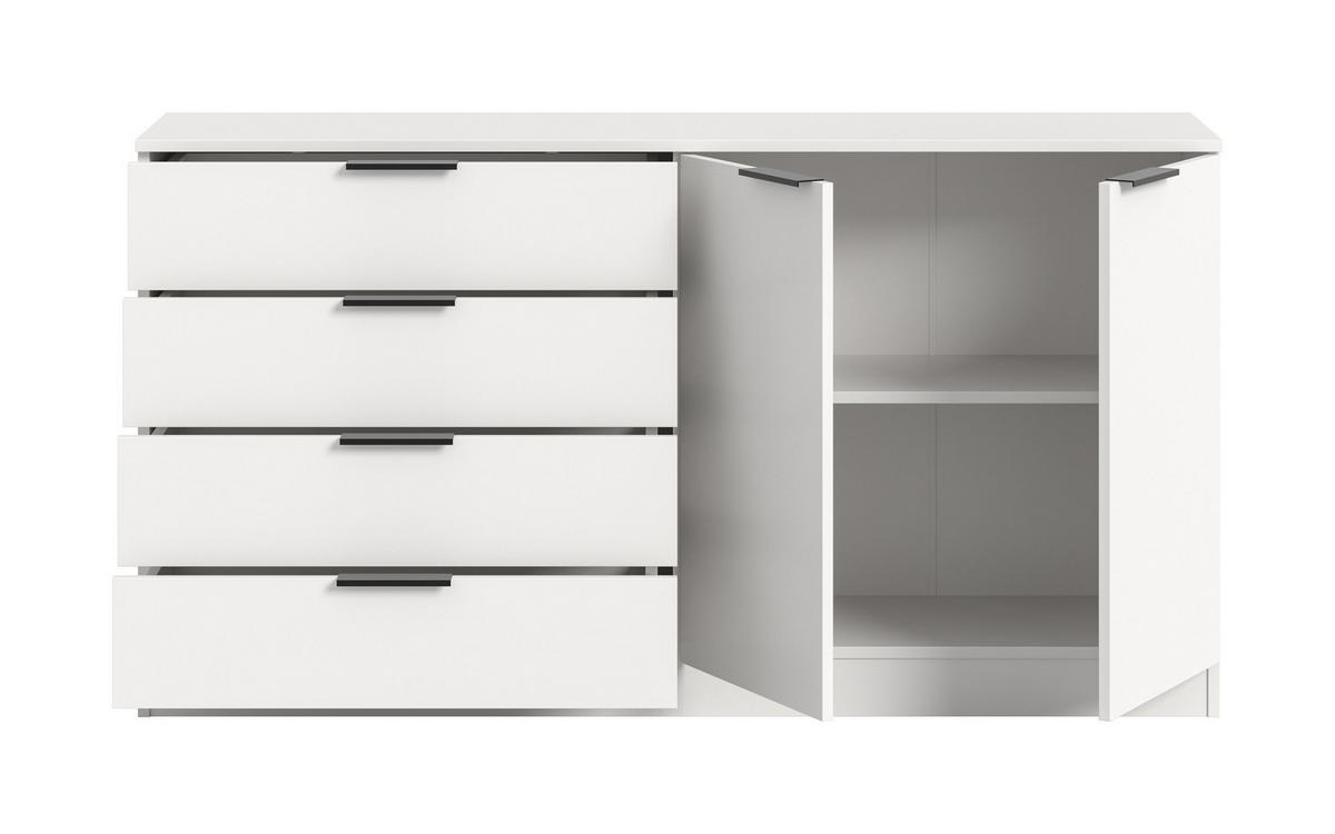 KOMMODE KOPENHAGEN (B/H/T: ca. 148/80/35 cm) in weiß/weiß - Weiß, Holzwerkstoff (148/80/35cm)
