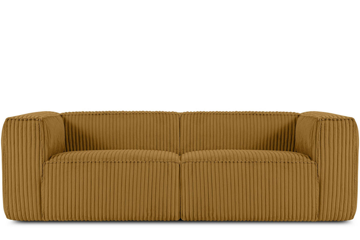 3-SITZER-SOFA FEROX Modern, Cord-Stoff, gelb - Gelb, Textil (246/73/96cm) - KONSIMO®
