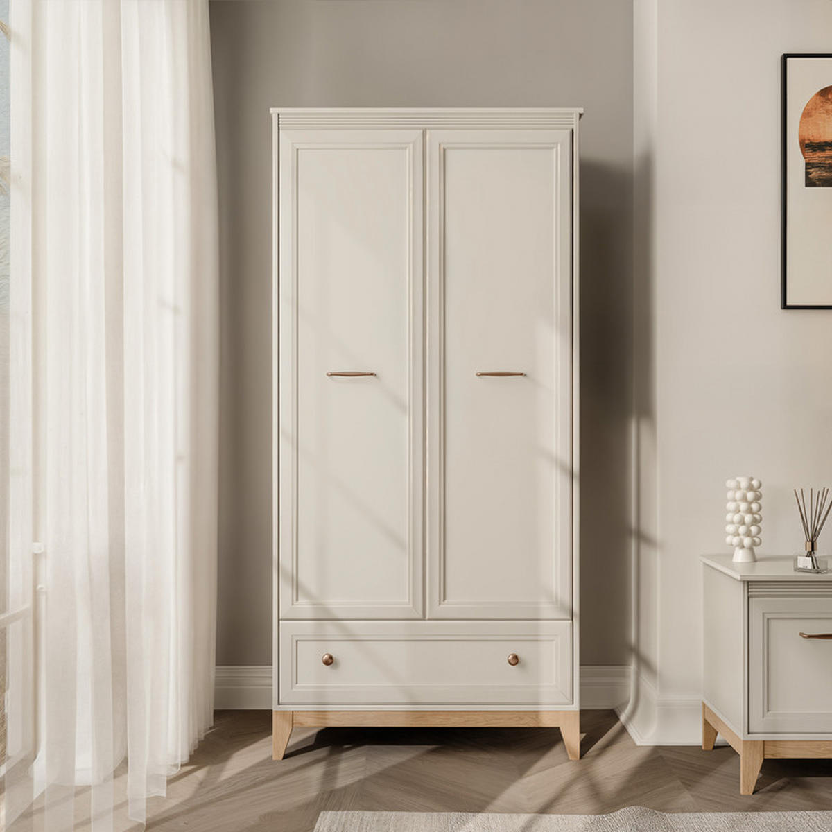DREHTÜRENSCHRANK DIUNA 92/55/193 cm, 2 Tür(en), Kaschmir - Kaschmir, Holzwerkstoff/Metall (92/193/54.5cm) - Idohome