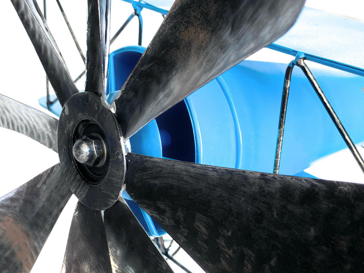 GARTENSTECKER Metall Flugzeug Doppeldecker Blau 160 cm - Blau, Metall (40.5/160/39cm) - DanDiBo