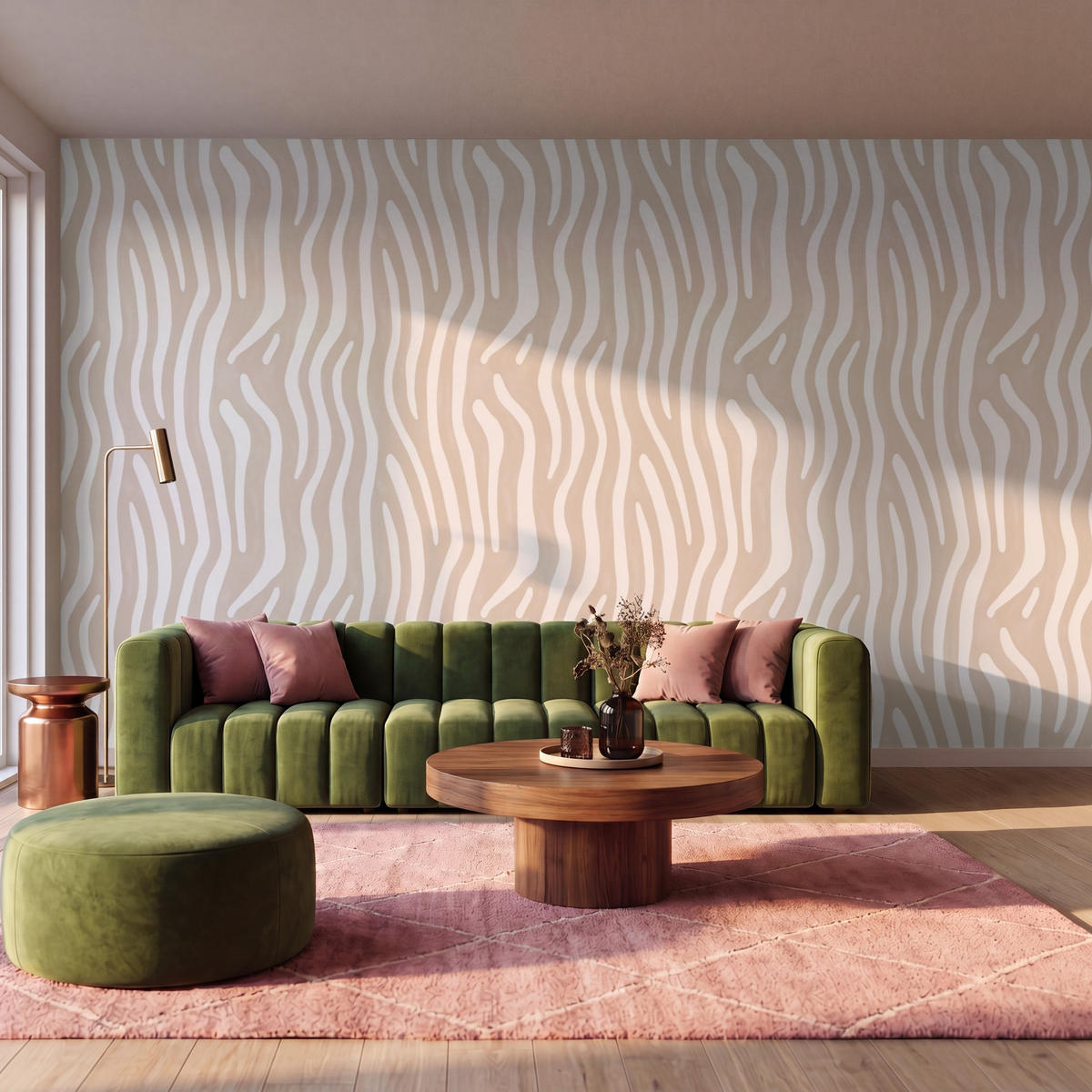 TAPETE - Abstrakt - Zebra - Beige - 450x280 cm - Beige, Papier (450/280cm) - OnlyWow