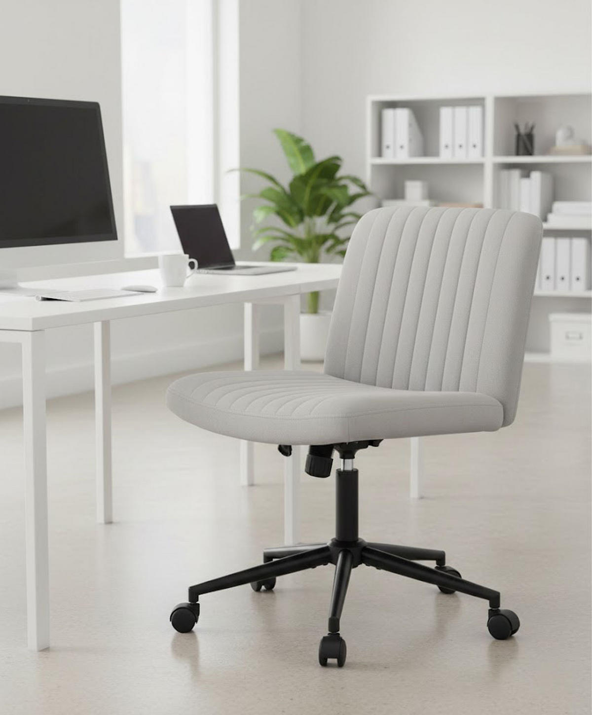 BÜROSTUHL Lynox Samt hellgrau - Hellgrau/Schwarz, Metall (62/98/65cm) - TPFLiving