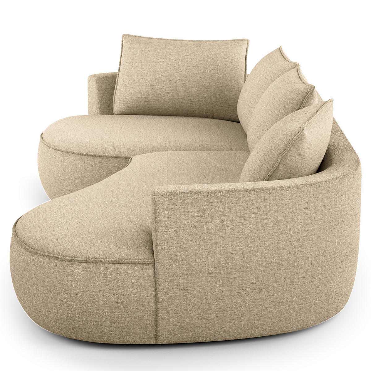 BIGSOFA - Taupe/Schwarz, Kunststoff/Textil (322/82/154cm) - home24