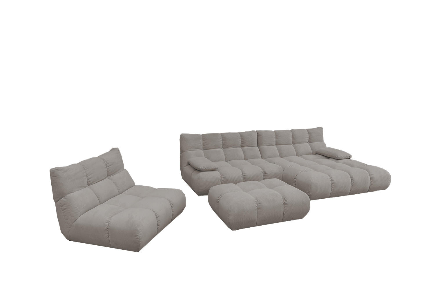 SITZGRUPPE VIVIEN 3ER SET Grau Cord - Grau, Kunststoff/Textil (510/85/359cm) - KAWOLA