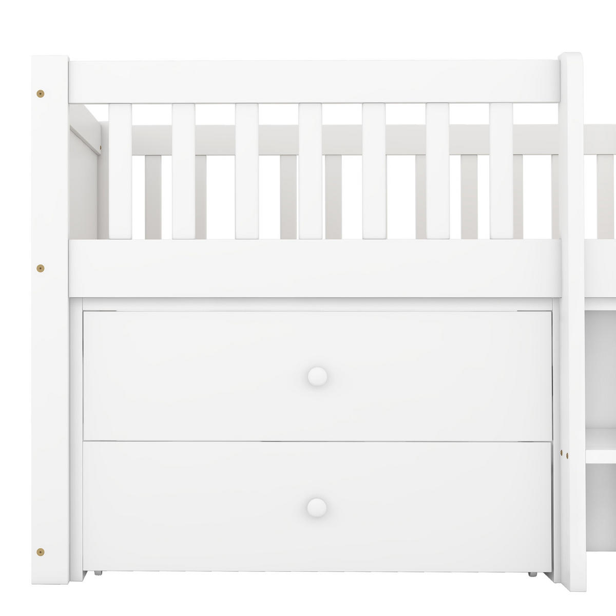 KINDEREINZELBETTEN aus Kiefernholz und MDF 90x200 cm in Weiß mit 4 Schubladen - Weiß, Holz (90/200cm) - Modfu