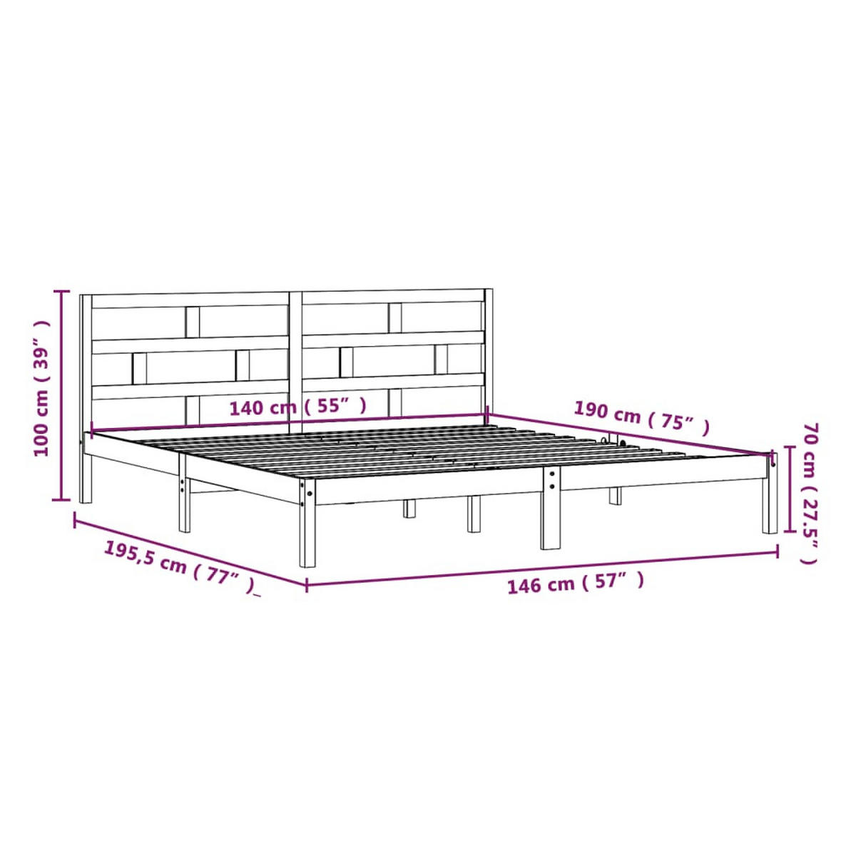 BETT Keener 146/195.5 cm - Weiß, Holz (140/190cm) - Nettlife
