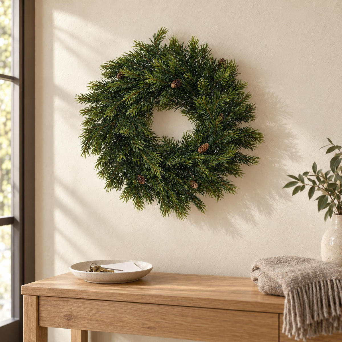 WEIHNACHTSKRANZ aus Kieferzweigen 35/35/12 cm - Grün, Kunststoff (35/12/35cm) - Home Styling Collection