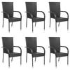 STAPELBARE Gartenstühle 6 Stk. Poly Rattan Schwarz - Schwarz, Holz (55.5/95/53.5cm) - furnicato