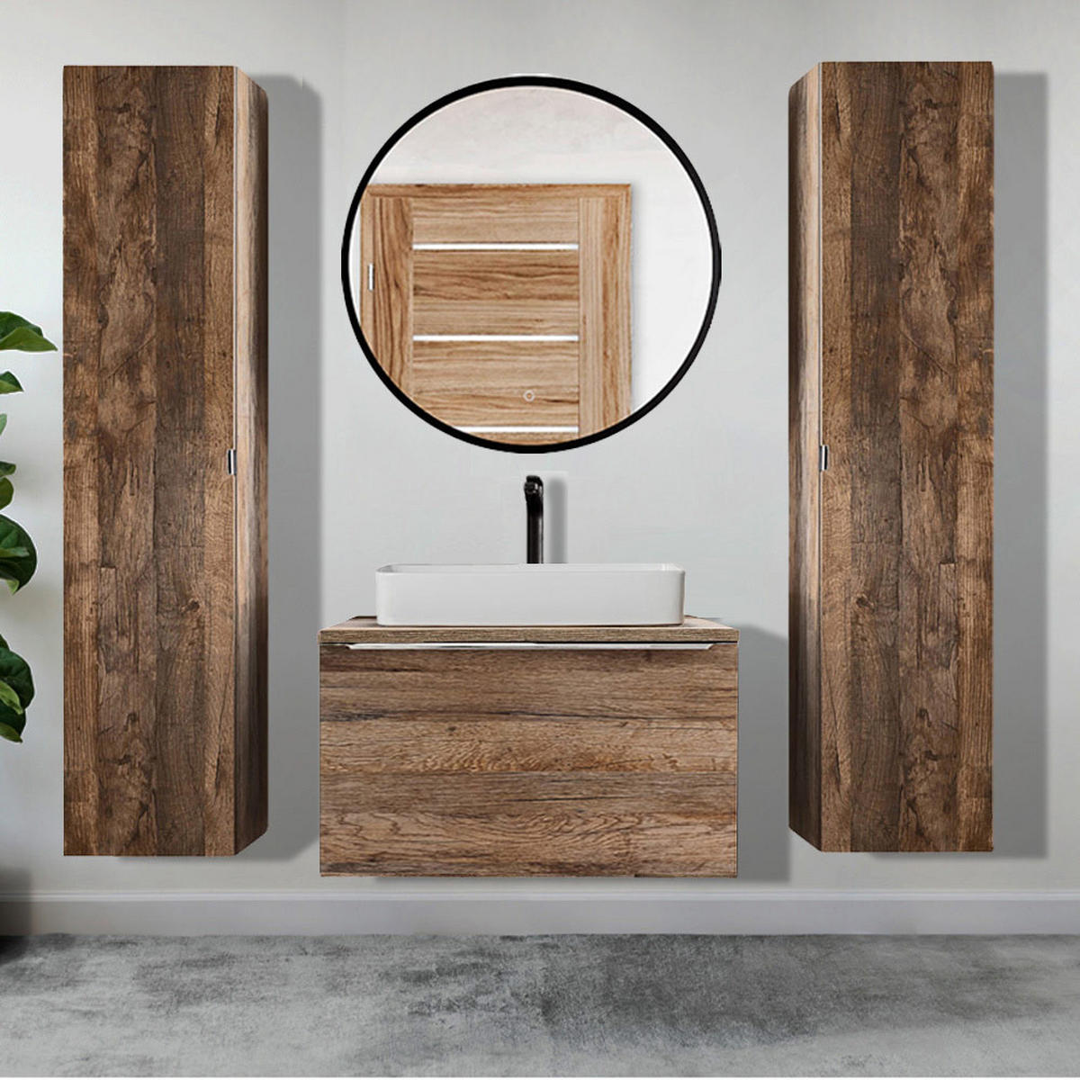 BADMÖBEL-SET 6-TLG. Puebla-56 - Braun, Holzwerkstoff (180/200/46cm) - Lomado