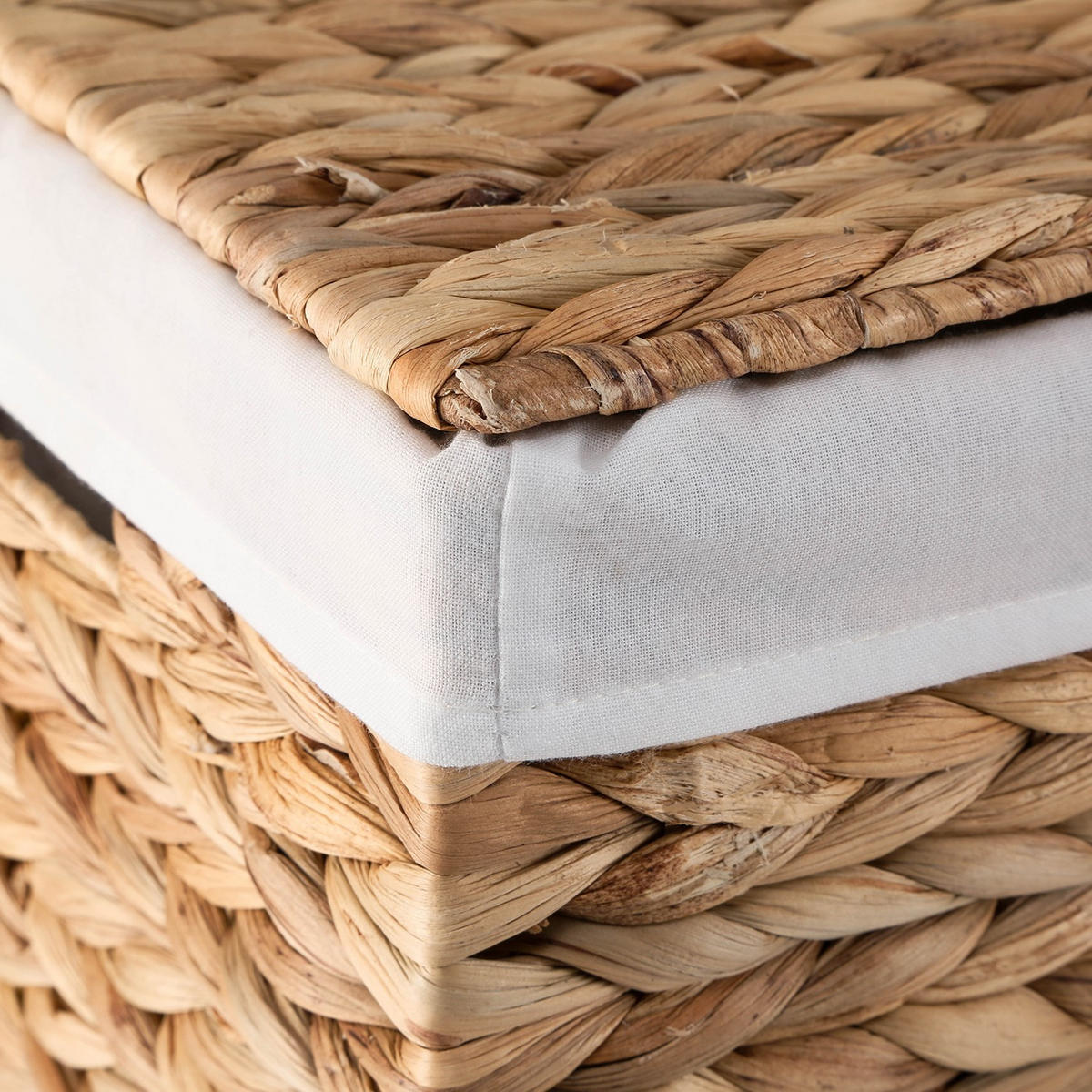 WASCHESAMMLER mit Deckel aus Wasserhyazinthe 30/60/40 cm - Beige, Naturmaterialen (30/60/42cm) - Calicosy