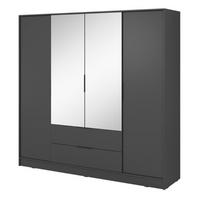 SCHRANK Grafit ELLY Mit Spiegel - Transparent/Graphitfarben, Holzwerkstoff (206/200/51cm) - Sepro Meble