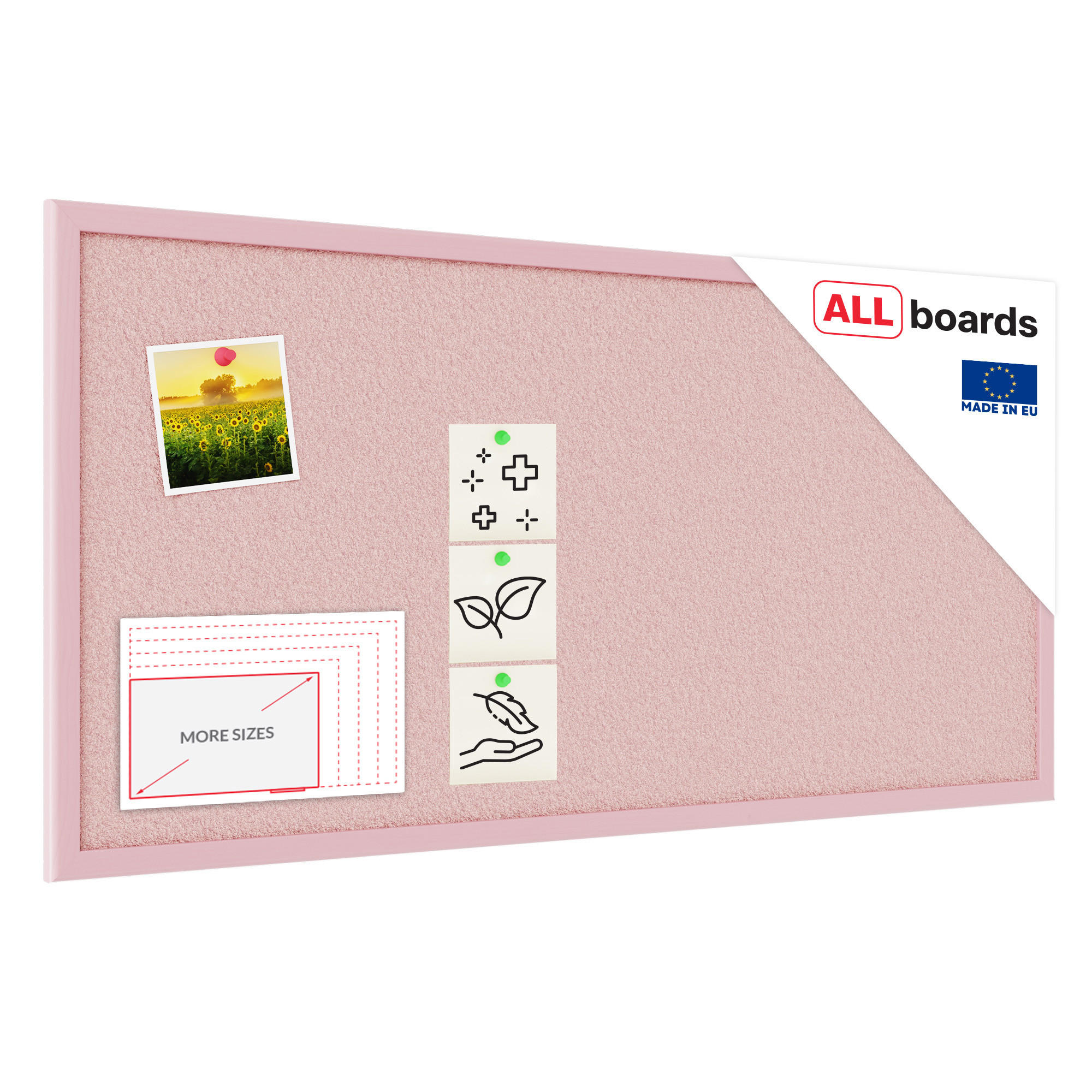 PINNWAND, Korktafel in Pink, 80x40 cm, Holzrahmen - Pink lackiert - Pink, Holz (80/40/1.5cm) - ALLboards