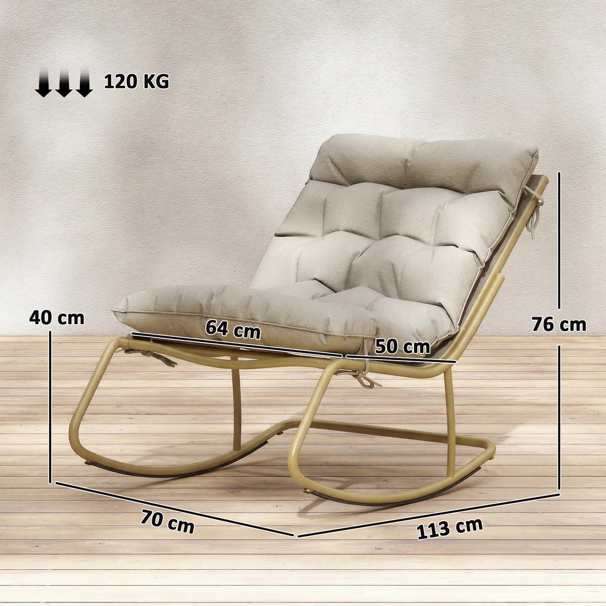 GARTENSCHAUKELSTUHL DE-15326 Beige - Beige, Metall (70/76/113cm) - ComfortXL