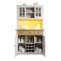 BUFFET 106/40/179,5 cm aus MDF mit LED-Beleuchtung und Weinregal Weiß - Weiß, Holzwerkstoff (106/179.5/40cm) - Modenvie