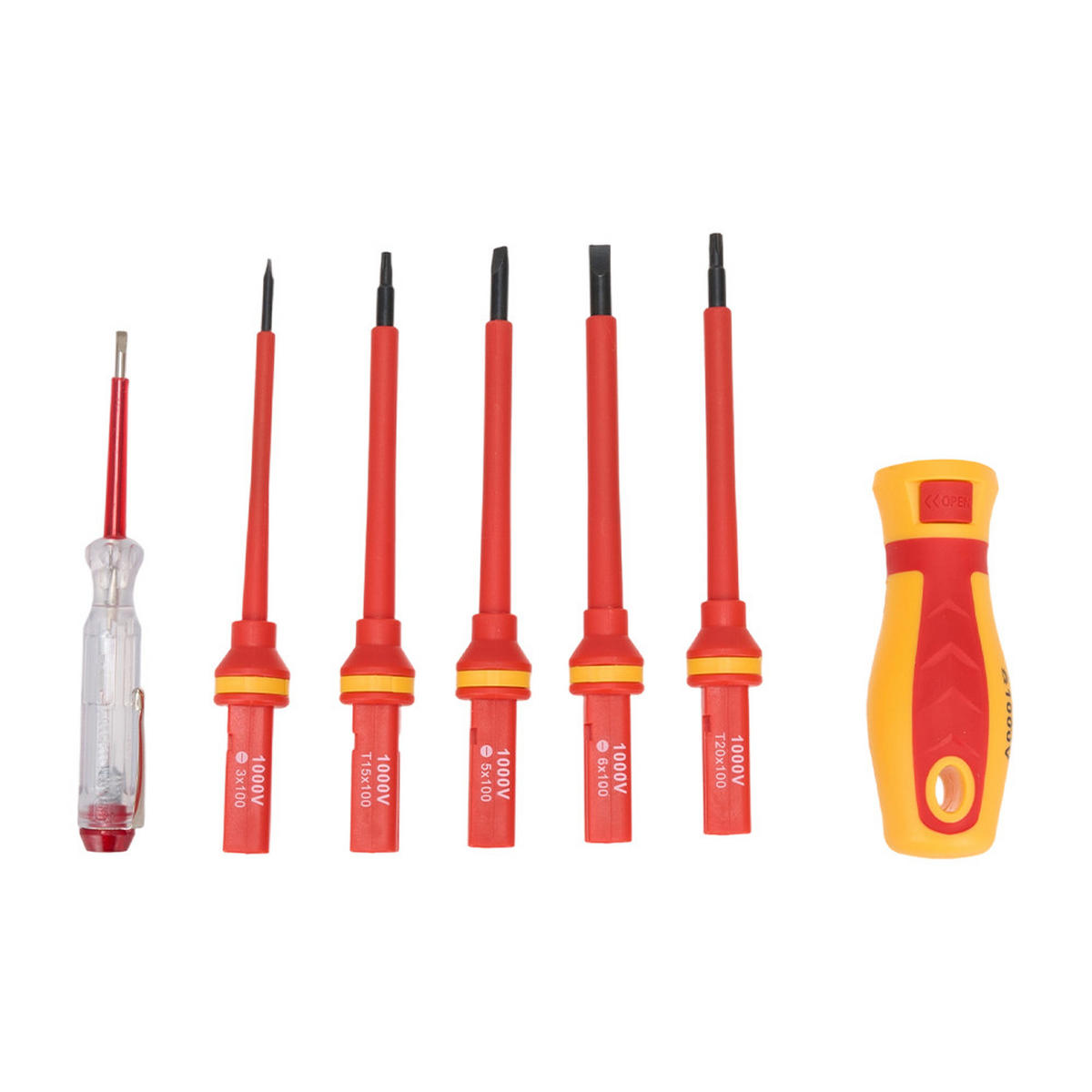 SCHRAUBENDREHER-SET mit Werkzeugkasten 13-teiliges isolierter aus PP, TPR, S2-Stahl in Rot/Gelb - Gelb, Metall (12.5/21/4.5cm) - Livingandhome