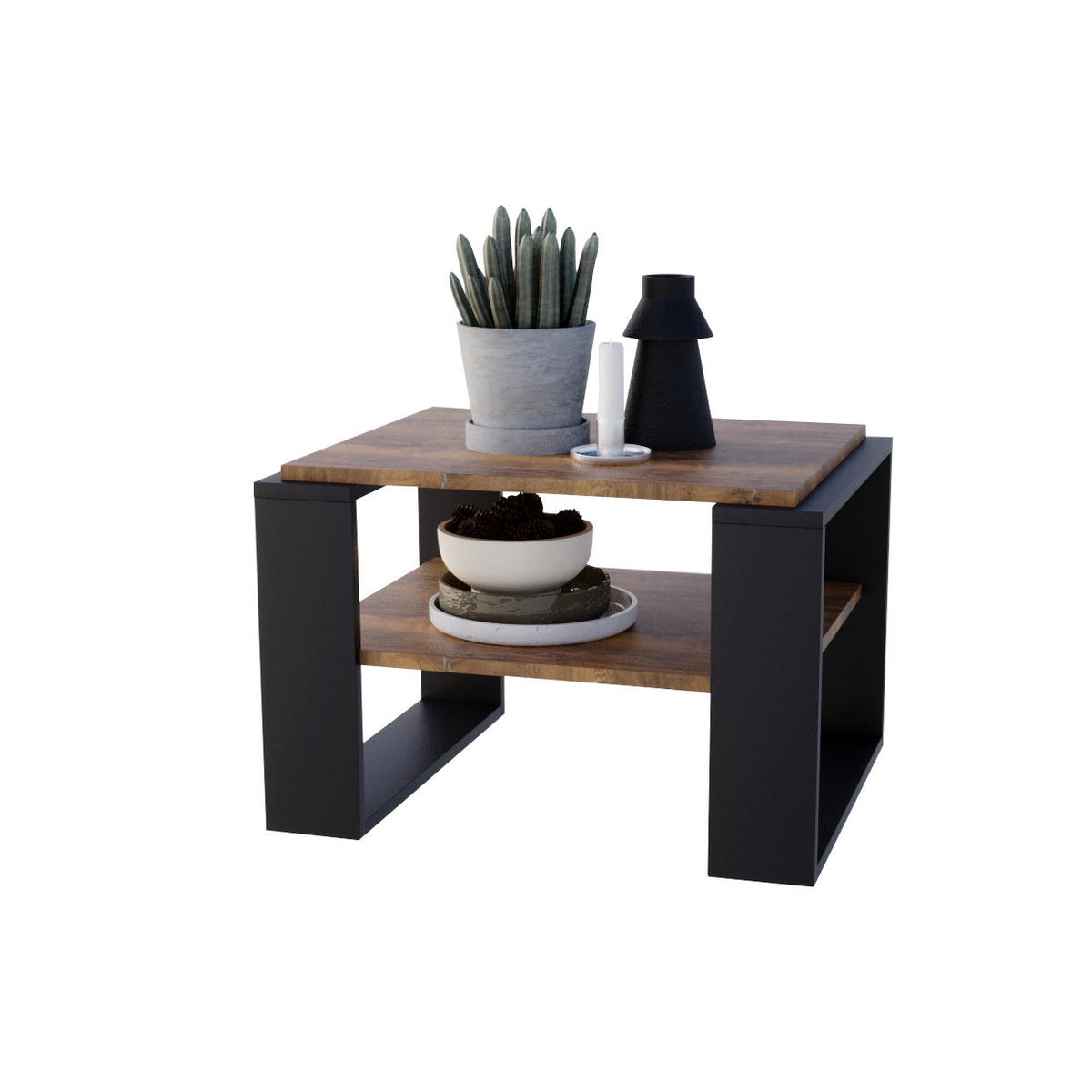 COUCHTISCH KAJA 61 - Alteiche/Schwarz, Holz (54/61/44cm) - Mat-Haus