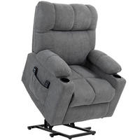 FERNSEHSESSEL mit Aufstehhilfe, Grau - Schwarz/Grau, Textil/Metall (95/109/91cm) - HOMCOM