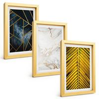 BILDER SET 3er Set - 20x30 cm Goldrahmen - Geometrische Muster und Vegetation - Goldfarben, Kunststoff (20/30cm) - TULUP
