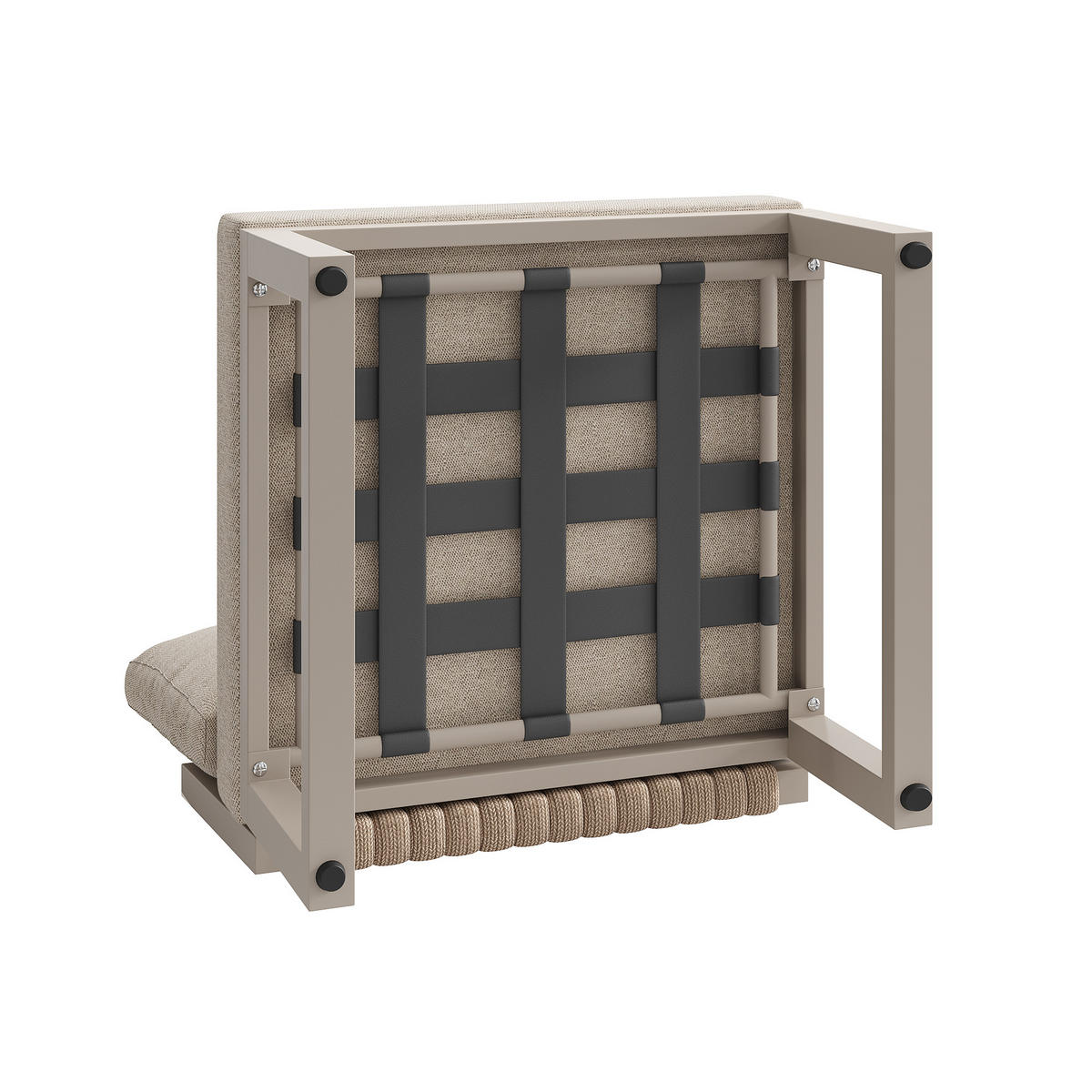 LOUNGEGARNITUR aus Metall & Polyester Beige mit 5-fach verstellbaren Rückenlehnen - Beige, Metall - Modfu