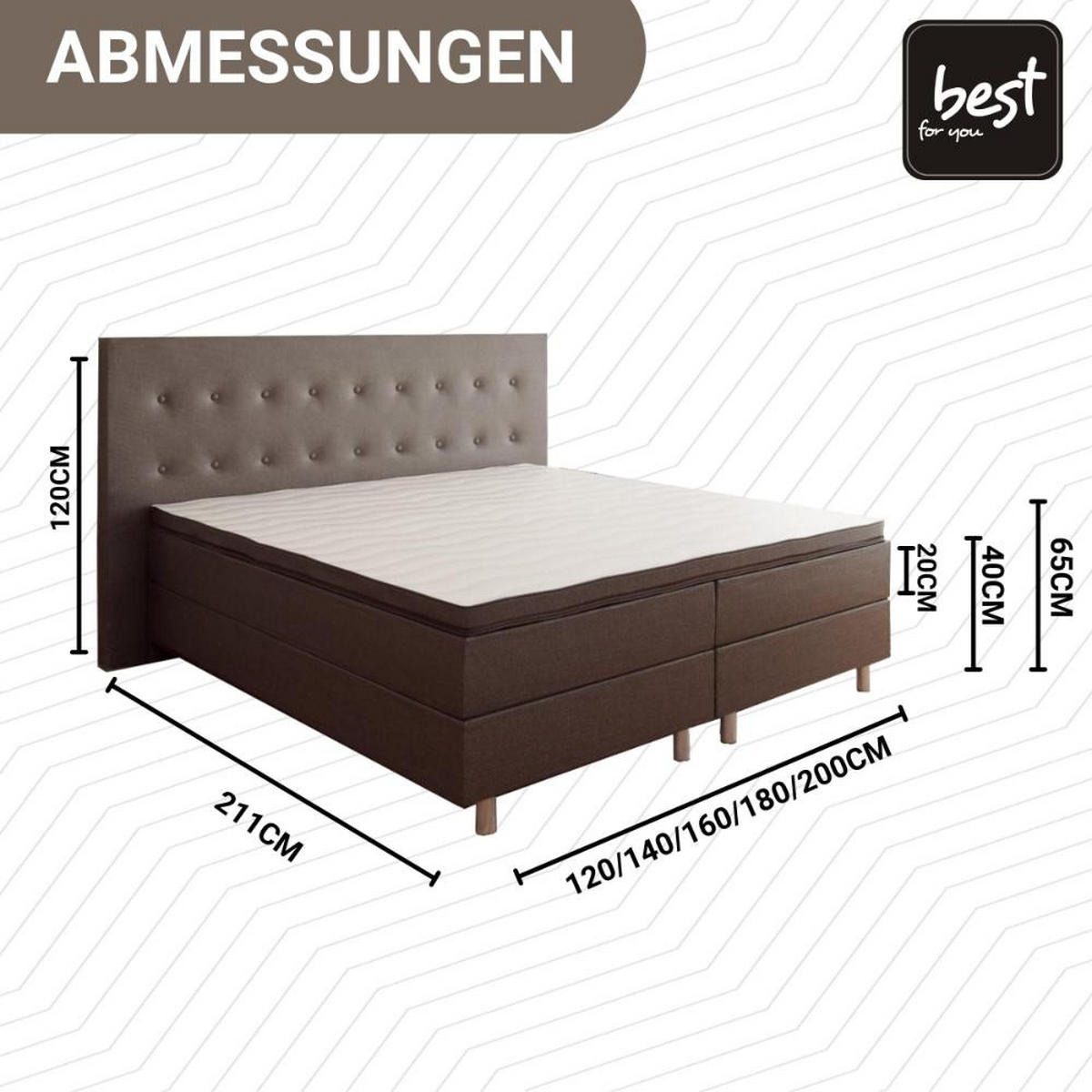BOXBETT Neo First Class Bett Polsterbett - Dunkelbraun, Holz/Holzwerkstoff (140/200cm) - Best For Home