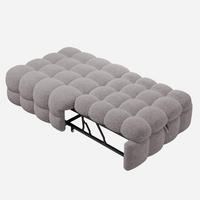 SCHLAFSOFA 183/76/42 cm Grau 2-in-1 Schlafsofa aus Teddy-Stoff mit Fußhocker - Grau, Textil (76/42/183cm) - OKWISH