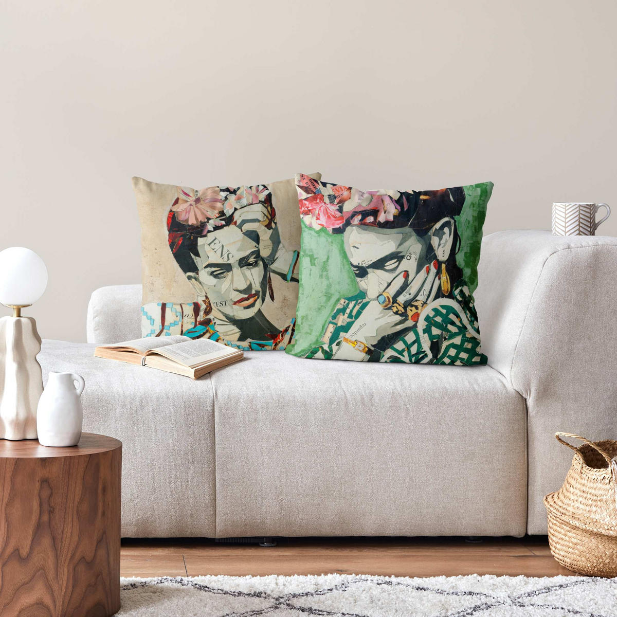 DEKOKISSEN 2er-Set Frida Kahlo - Collagen Duo I 40/40 cm - Multicolor, Textil (40/40cm) - Bilderwelten