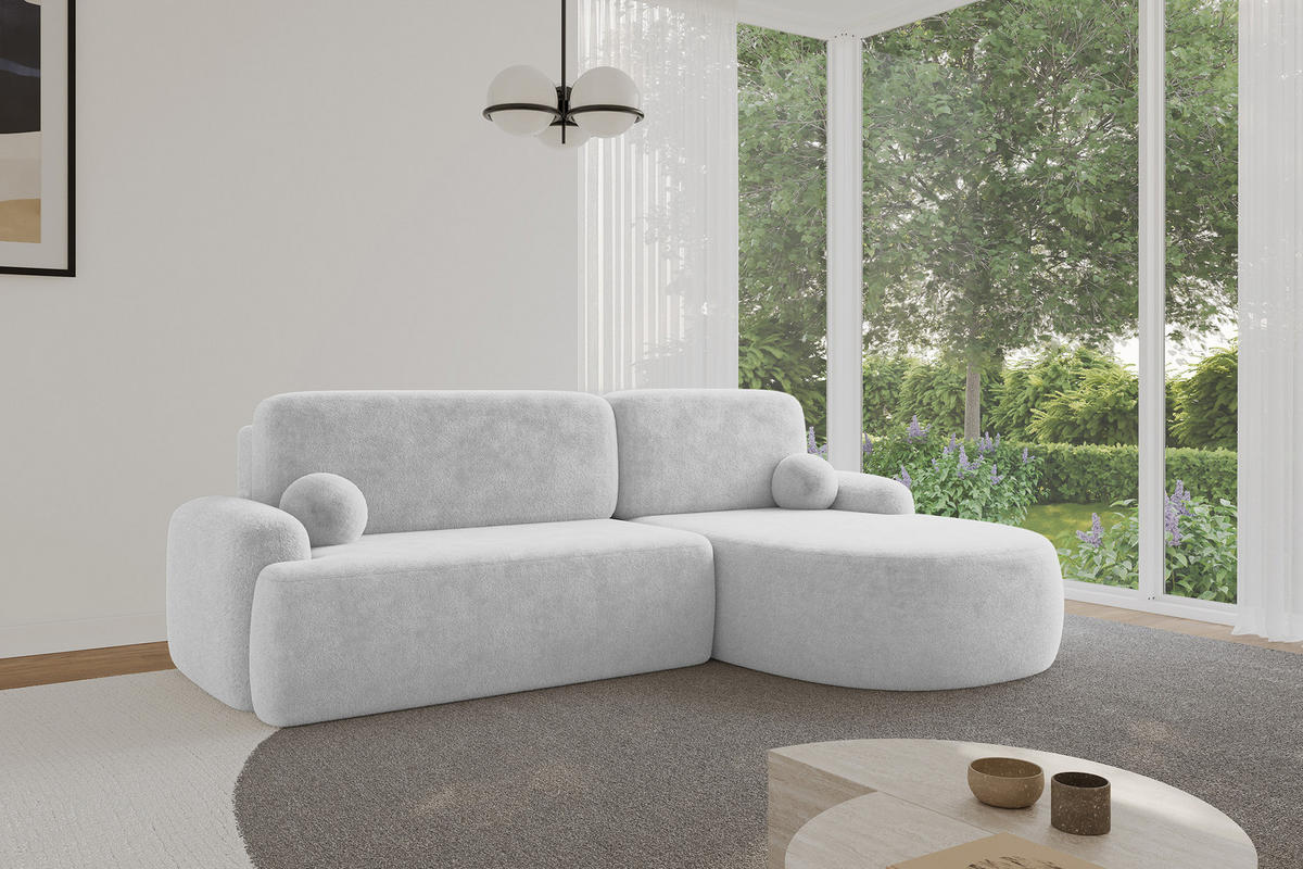 ECKSOFA mit Schlaffunktion und Bettkasten LIRA-L - 264x172x89 Hellgrau - Hellgrau, Holzwerkstoff/Textil (172/264cm) - ALTDECOR