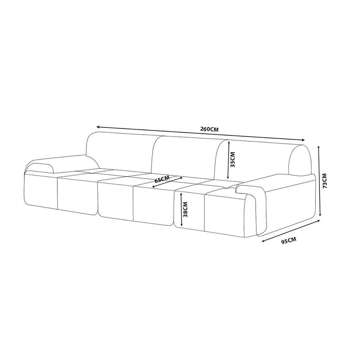 3-SITZER-SOFA Chenille Aschbraun - Braun, Textil (260/73/95cm) - MILYsofa
