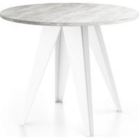 ESSTISCH Griffin runder ausziehbarer, Grauer Beton 90-130/100/76 cm - Hellgrau/Weiß, Holzwerkstoff/Metall (90/90/76cm) - WFL GROUP