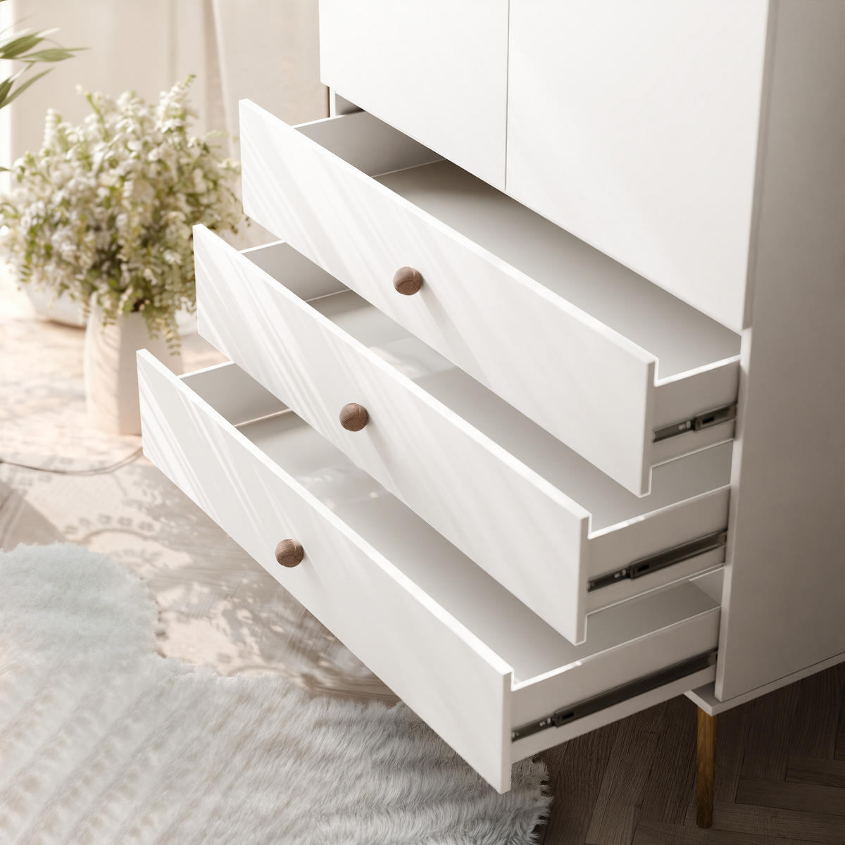 DREHTÜRENSCHRANK VALERIO 2-türig 100/52/202 cm Weiß - Weiß, Naturmaterialien/Holz (100/202/52cm) - Idohome