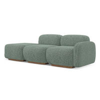 3-SITZER SOFA Links Strukturstoff Stoff Grün - Braun/Hellgrün, Holz/Textil (258/73/95cm) - Makamii