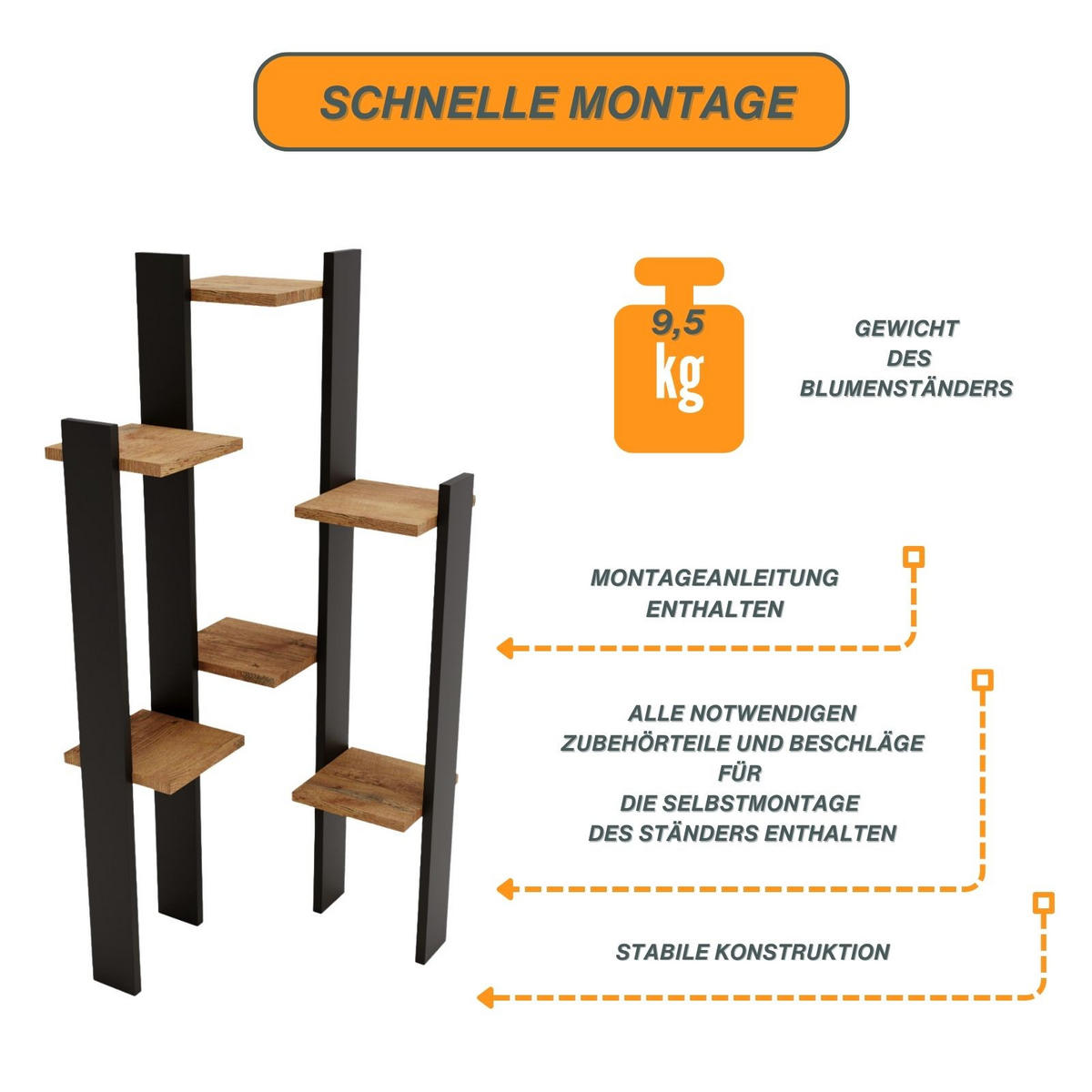 BLUMENSTÄNDER M6 - Nussbaumfarben, Holzwerkstoff (49/108/48cm) - RAUMHIRSCH FURNITURE