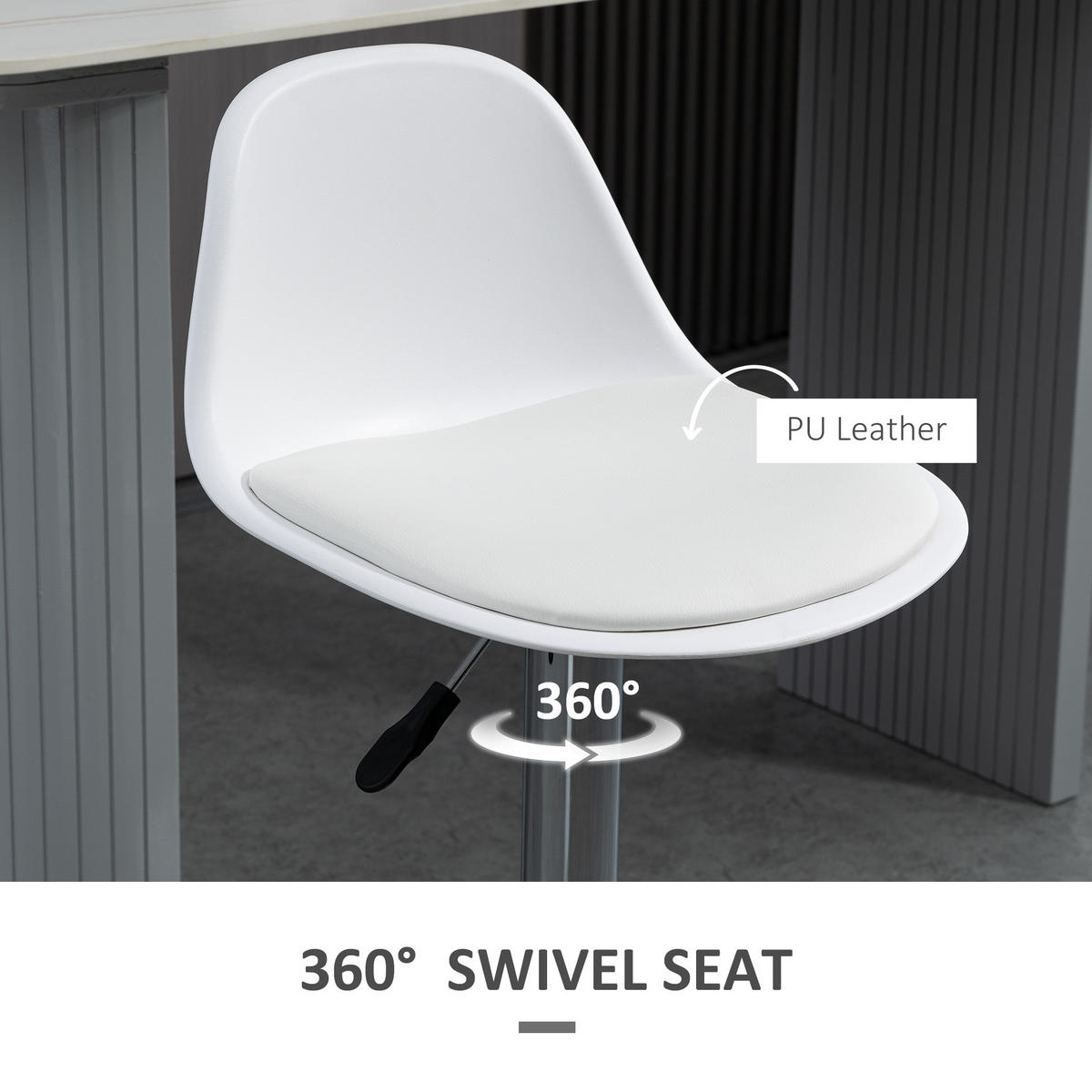 BARHOCKER 2er-Set mit modernem Design bis 120 kg(Ein Stuhl) Barstühle Weiß - Weiß, Kunststoff (42/104/41cm) - HOMCOM