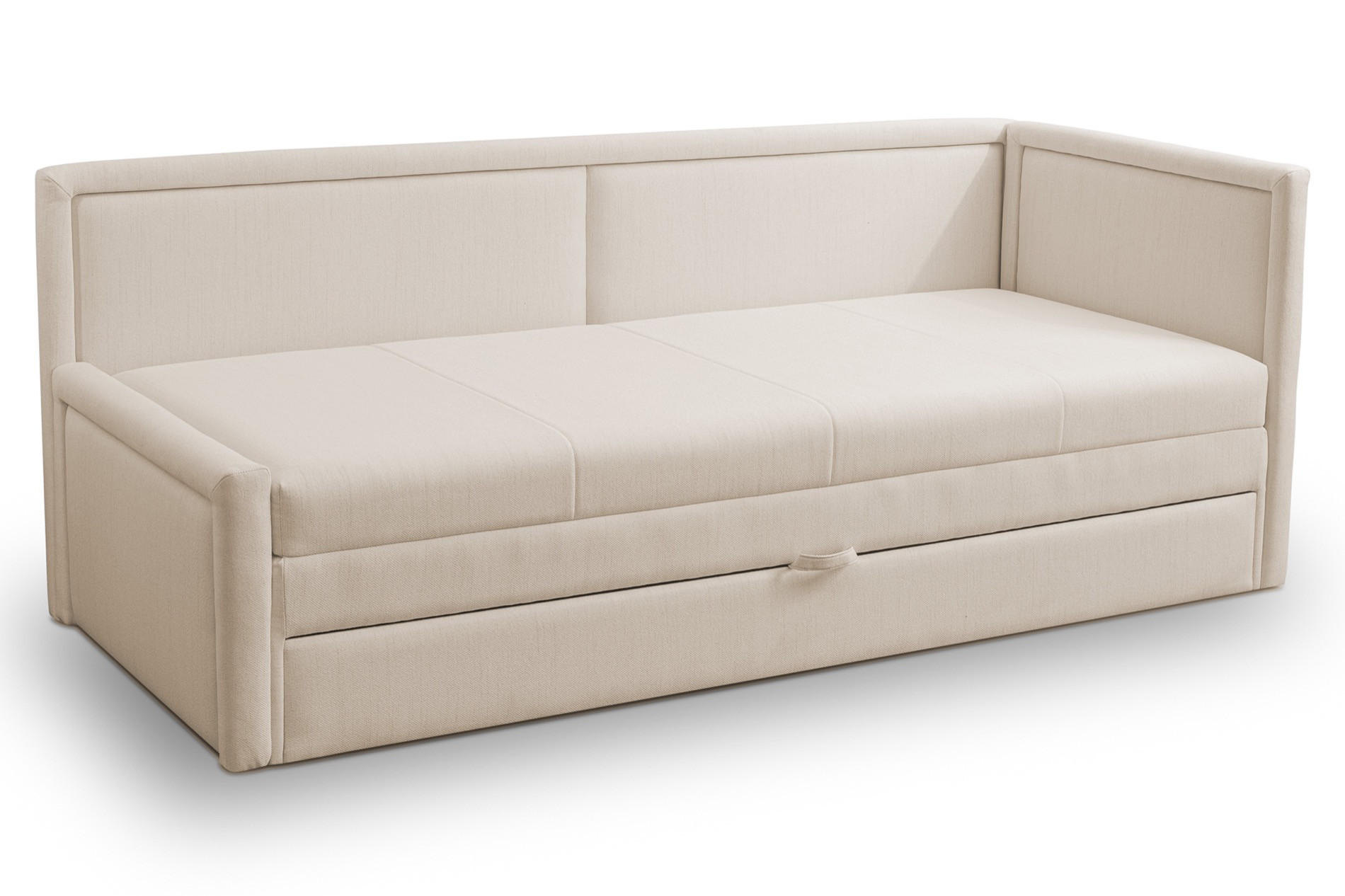 JUGENDBETT Caprili Hellbeige mit Bettkasten - Ecru/Schwarz, Kunststoff/Textil (163/189cm) - Selsey