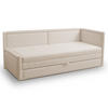 JUGENDBETT Caprili Hellbeige mit Bettkasten - Ecru/Schwarz, Kunststoff/Textil (163/189cm) - Selsey