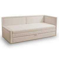 JUGENDBETT Caprili Hellbeige mit Bettkasten - Ecru/Schwarz, Kunststoff/Textil (163/189cm) - Selsey