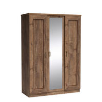 DREHTÜRENSCHRANK UDINE 135/190/57 cm 3-türig mit Spiegel Braun - Braun, Holzwerkstoff (135/190/57cm) - MASSENO