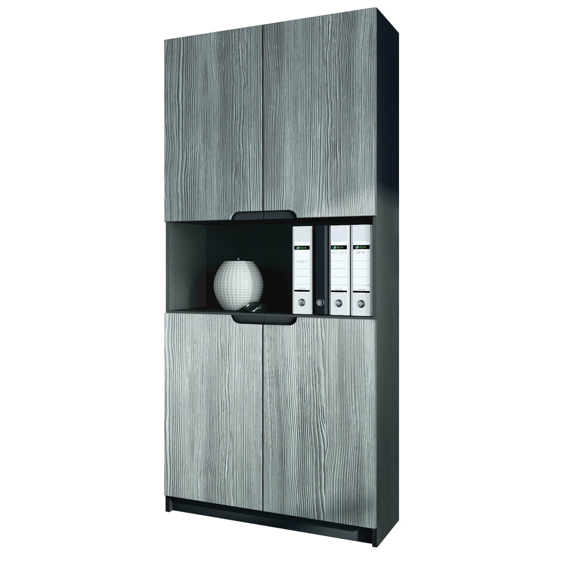 BÜROSCHRANK Logan Fronten in Avola-Anthrazit - Anthrazit, Holzwerkstoff (82/184/37cm) - Vladon
