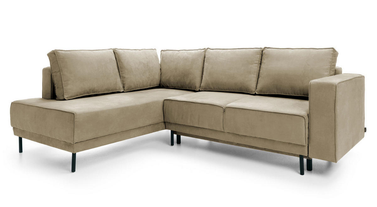 ECKSOFA Rodario Beige Velours - Beige/Schwarz, Textil/Metall (247/187cm) - Selsey