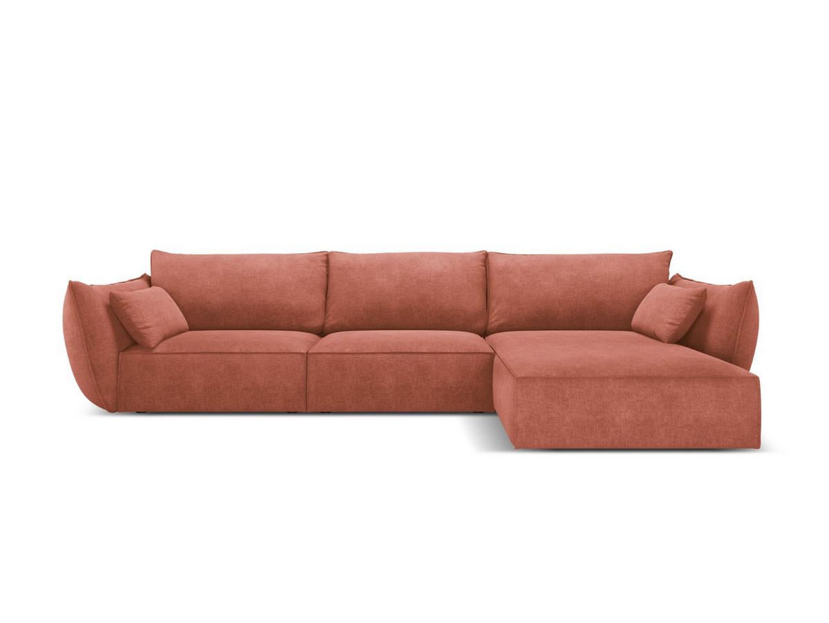 ECKSOFA rechts Kaelle aus Chenille-Stoff terrakotta 4 Sitzplätze - Terracotta, Textil (171/308cm) - Micadoni